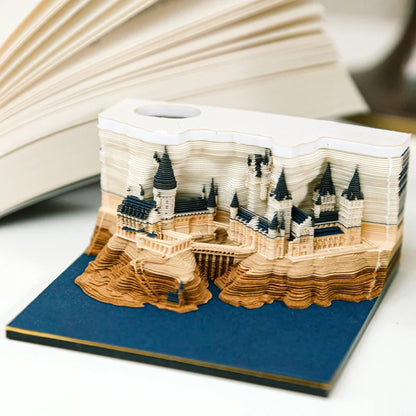 3REdOmoshiroi-Block-3D-Notepad-2024-Calendar-3D-Calendar-Howarts-Castle-3D-Memo-Pad-Paper-Notes-Sticky