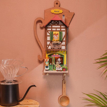 Rolife Lazy Coffee House DIY Wall Hanging Miniature House Kit - Mycutebee