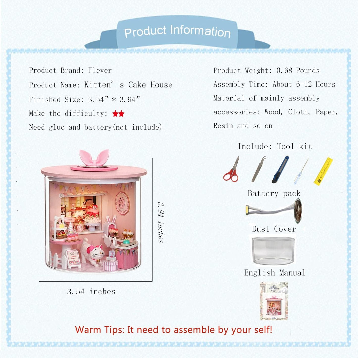 Kitten Cake House DIY Dollhouse Kit