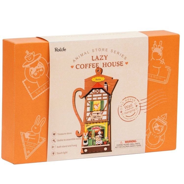 Rolife Lazy Coffee House DIY Wall Hanging Miniature House Kit - Mycutebee