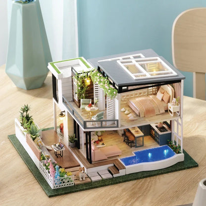 European Villa A086 DIY Wooden Dollhouse - Mycutebee