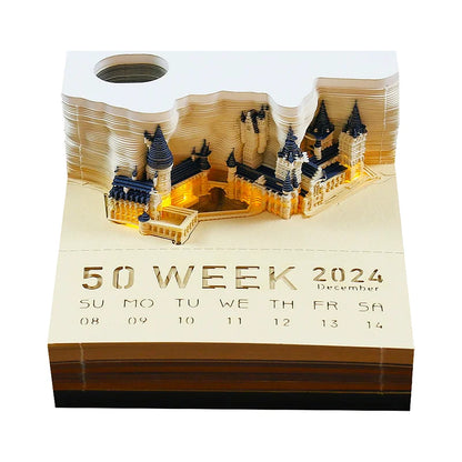 90ubOmoshiroi-Block-3D-Notepad-2024-Calendar-3D-Calendar-Howarts-Castle-3D-Memo-Pad-Paper-Notes-Sticky