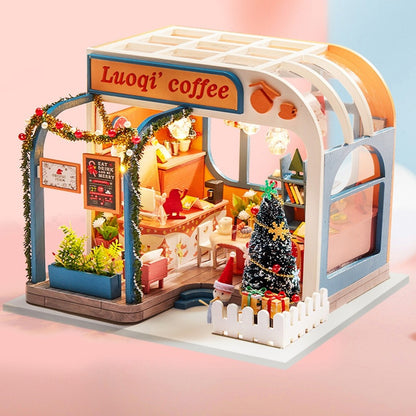 Luoqi Coffee DIY Dollhouse Kit