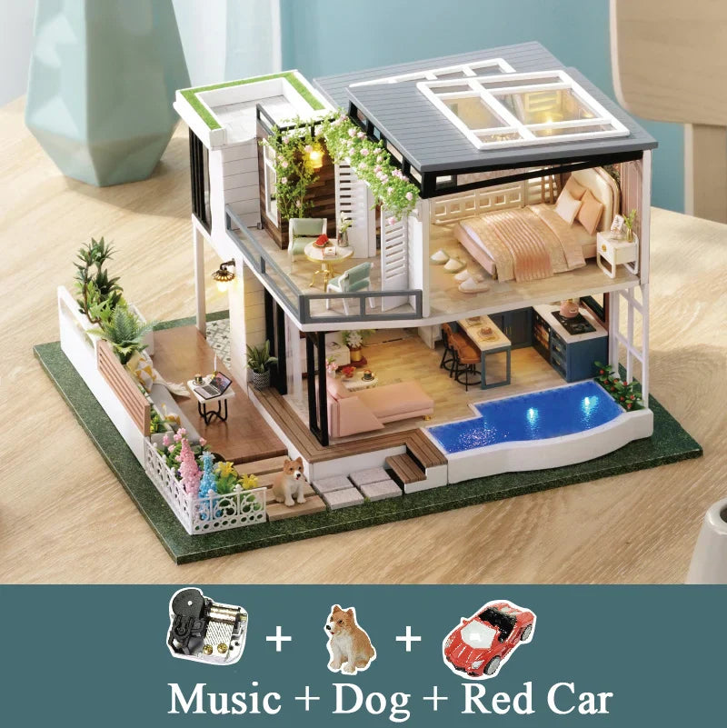 European Villa A086 DIY Wooden Dollhouse - Mycutebee