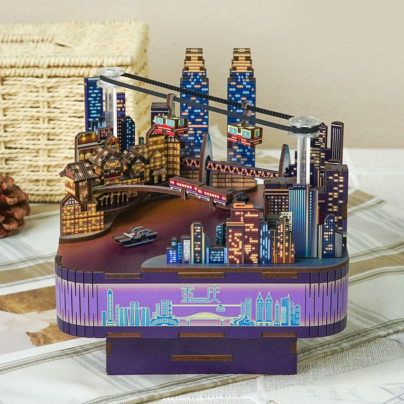 DIY Wooden New City Street View Music Box - Mycutebee