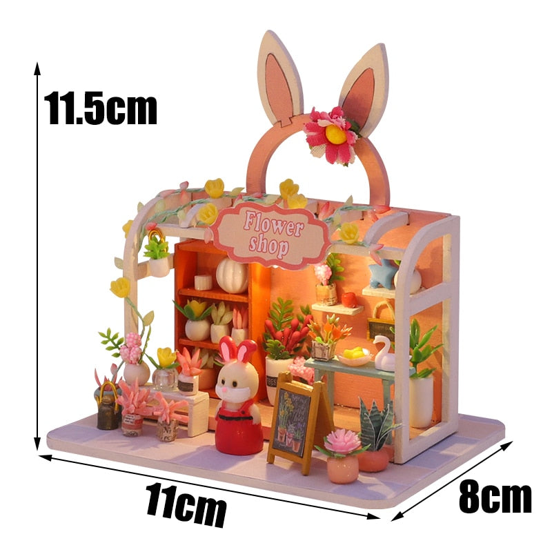 Rabbit Florist Bear Toy Shop DIY Miniature - Mycutebee