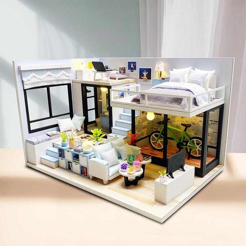 a model of a house with furniture inside