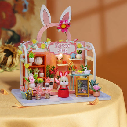 Rabbit Florist Bear Toy Shop DIY Miniature - Mycutebee