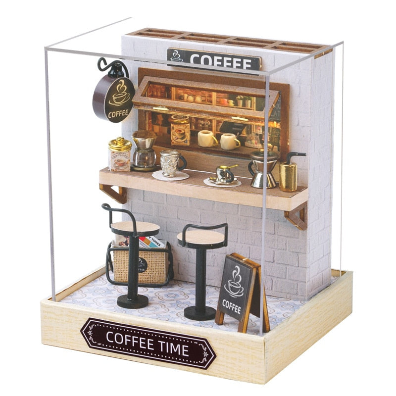 a miniature model of a coffee shop