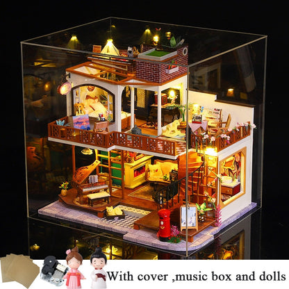 a doll house with furniture and dolls inside of it