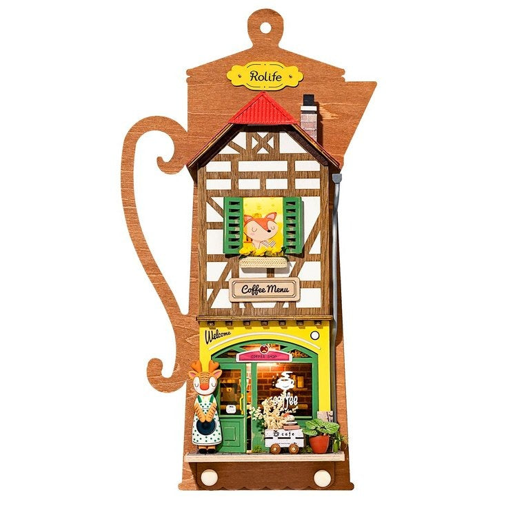 Rolife Lazy Coffee House DIY Wall Hanging Miniature House Kit - Mycutebee