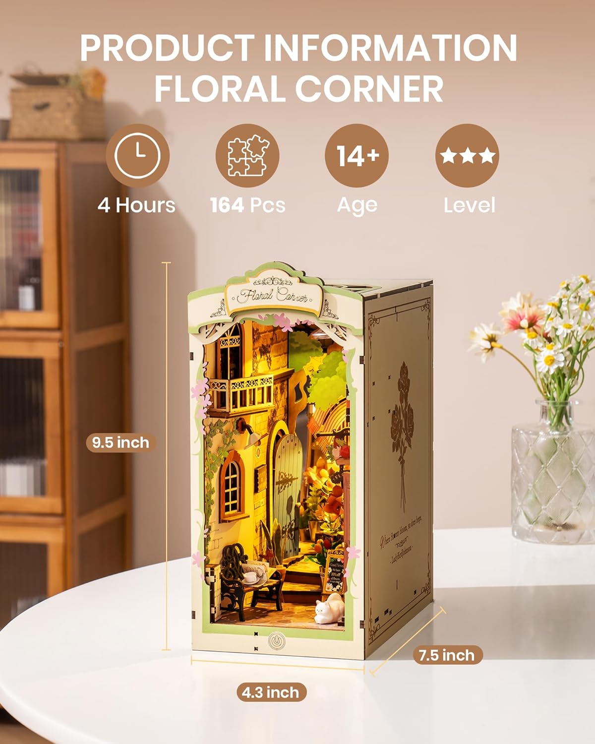 Robotime Floral Corner Book Nook Kit