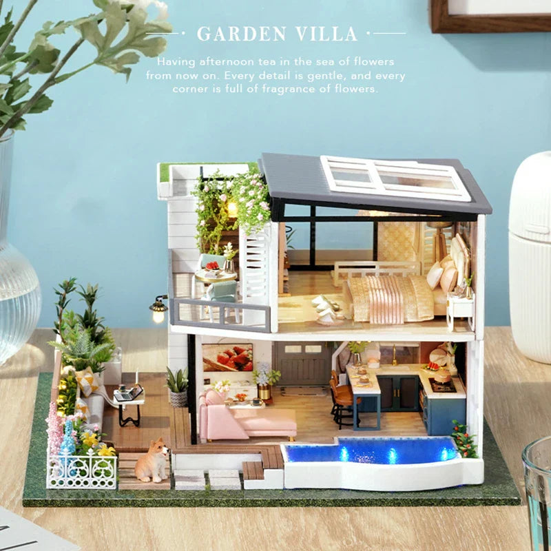 European Villa A086 DIY Wooden Dollhouse - Mycutebee