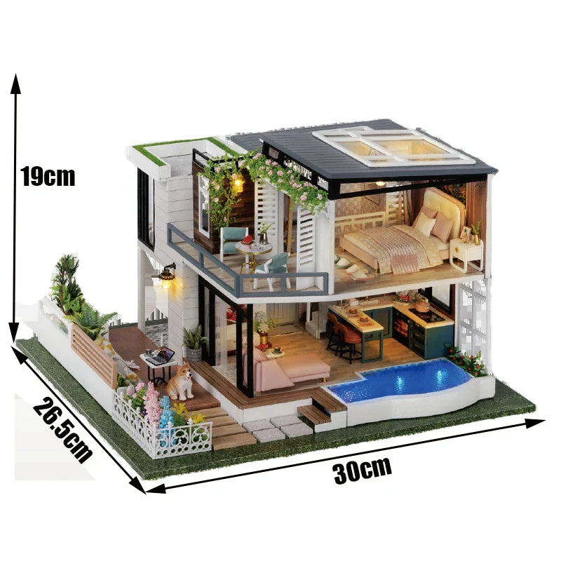 European Villa A086 DIY Wooden Dollhouse - Mycutebee