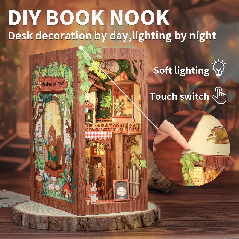 CUTEBEE Squirrel Collector DIY Book Nook Kit