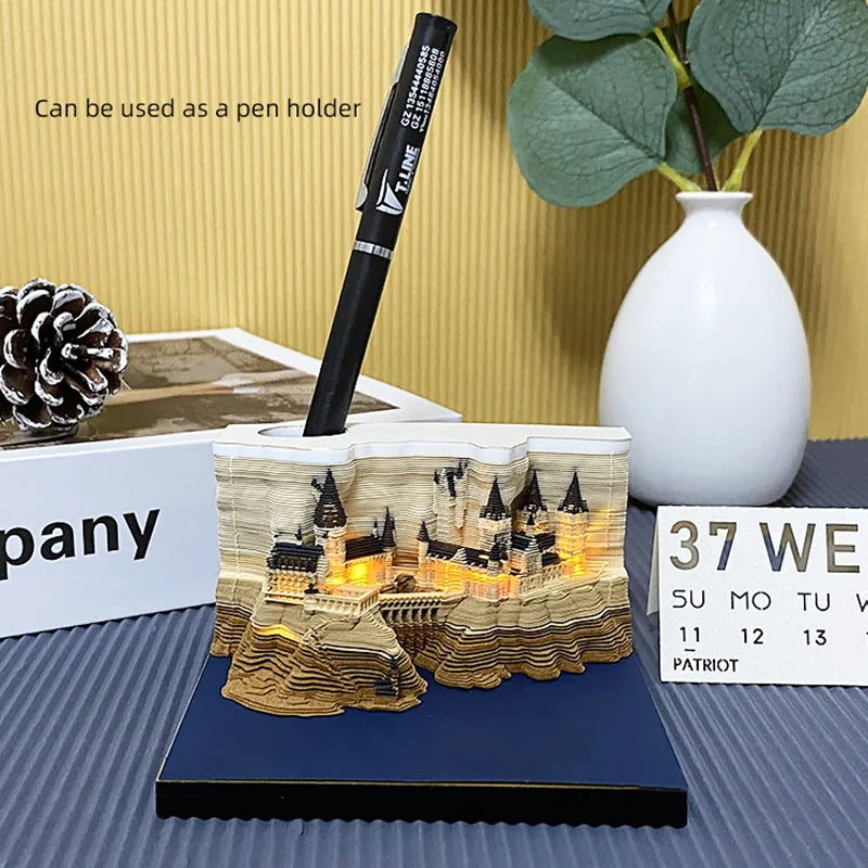 ogwPOmoshiroi-Block-3D-Notepad-2024-Calendar-3D-Calendar-Howarts-Castle-3D-Memo-Pad-Paper-Notes-Sticky