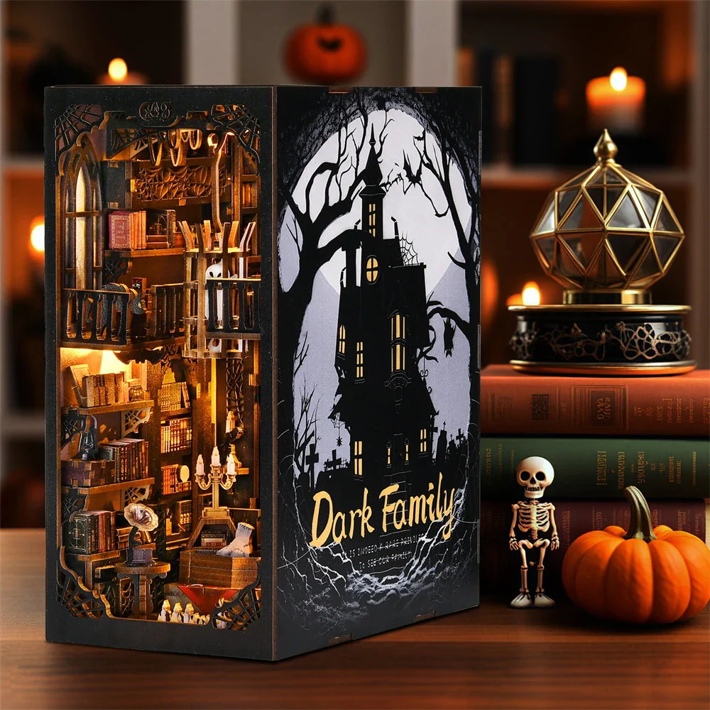 Book nook kits Australia featuring magical bookshelf diorama with LED lighting