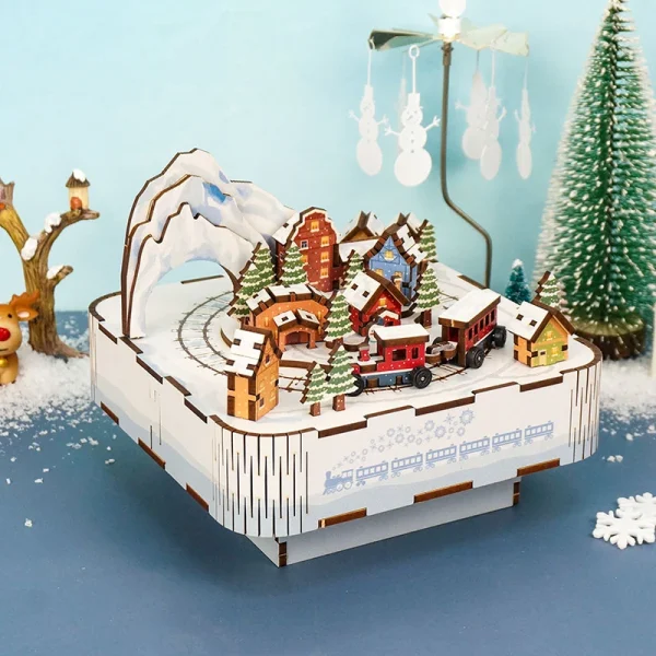 DIY Three Dimensional Buildings Wooden Puzzle with Music Box Kit 3D Christmas House Train Jigsaw Assembly.jpg Q90.jpg 1 - Dollhouse Australia