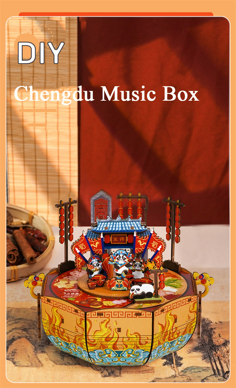 DIY Wooden Chengdu Panda Music Box