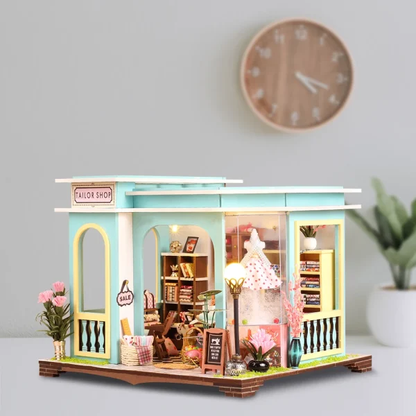 lmiRNEW DIY Wooden Miniature Building Kits Tailor Shop Casa Doll Houses with Furniture Light Dollhouse for - Dollhouse Australia
