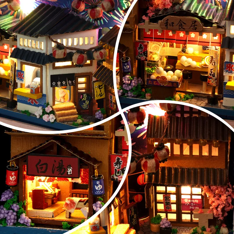 62fCCUTEBEE Japanese Box Theatre Diy Dollhouse Kit Furniture Miniature Doll House Lighting Toys For Children Couple - Dollhouse Australia