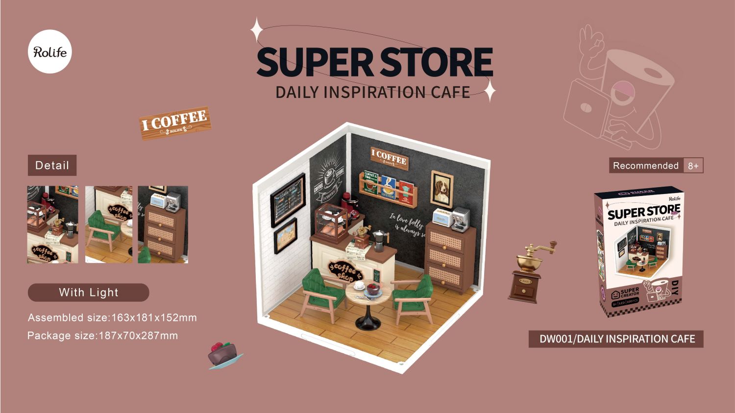 Robotime Daily Inspiration Cafe DIY Dollhouse Kit