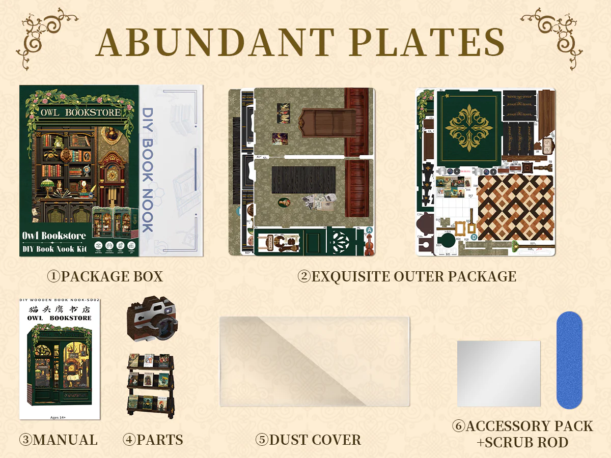CUTEBEE Owl Bookstore DIY Book Nook Kit