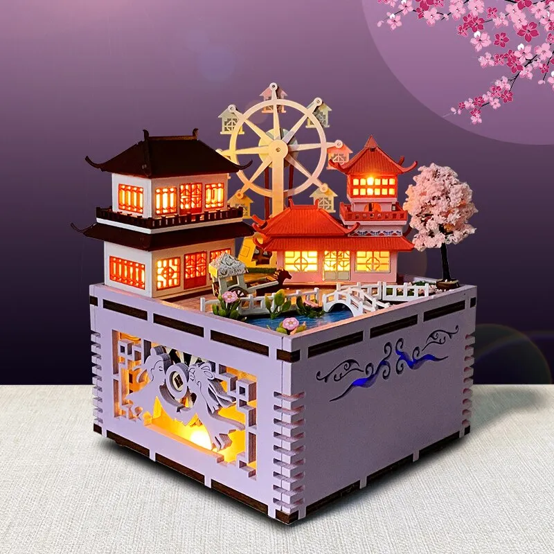 Asian Amusement Park DIY Music Box Dollhouse Kit